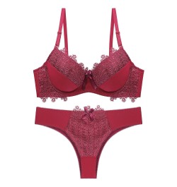 Sexy Women Push Up Sexy Lace Underwear Bra and Thong Set Female Bra and Panty Set $22.90 - Underwear