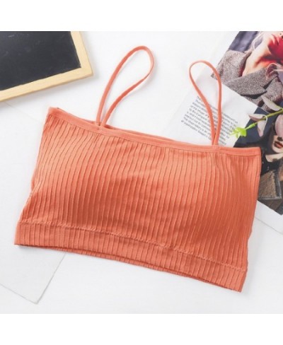 Women Thin Strap Bustier Vest Tube Tops Soft Breathable Thread Bra Camisole Summer Students Sport Crop Top Lingerie Female $1...