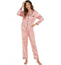 Home Suit Pajamas Set Women Satin Cardigan Long-sleeved Sleep Tops Trousers Suits Floral Printed Pijamas Women Sleepwear $31....