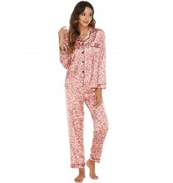 Home Suit Pajamas Set Women Satin Cardigan Long-sleeved Sleep Tops Trousers Suits Floral Printed Pijamas Women Sleepwear $31....