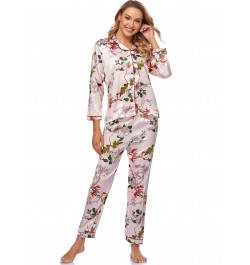 Home Suit Pajamas Set Women Satin Cardigan Long-sleeved Sleep Tops Trousers Suits Floral Printed Pijamas Women Sleepwear $31....