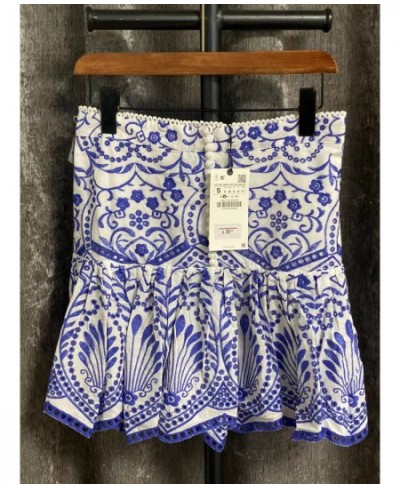 2022 counter quality heavy embroidery hook flower hollow high waist skinny A-line half skirt summer fishtail type short skirt...