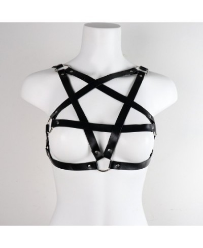 Sexy Woman Lingerie Leather Pentagram Harness Goth Sock Garter Bondage Body Cage Bra Waist Belt Straps Suspenders $25.19 - Un...