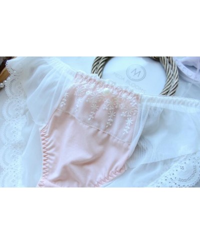 100% Real Photo M L XL Plus Big Size 3L Lovely Cute kawaii Lolita Princess Embroidery Lace Panties Underwear brief Thong WP49...