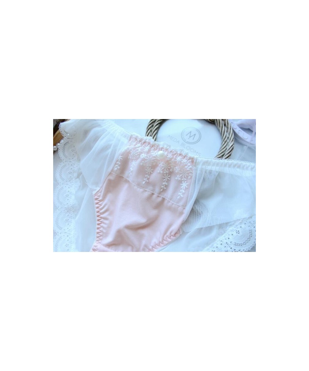 100% Real Photo M L XL Plus Big Size 3L Lovely Cute kawaii Lolita Princess Embroidery Lace Panties Underwear brief Thong WP49...