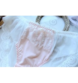 100% Real Photo M L XL Plus Big Size 3L Lovely Cute kawaii Lolita Princess Embroidery Lace Panties Underwear brief Thong WP49...