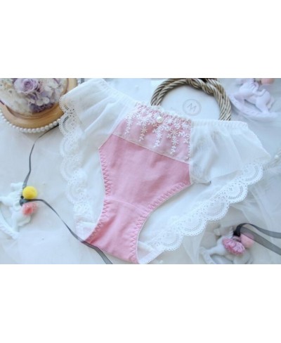 100% Real Photo M L XL Plus Big Size 3L Lovely Cute kawaii Lolita Princess Embroidery Lace Panties Underwear brief Thong WP49...