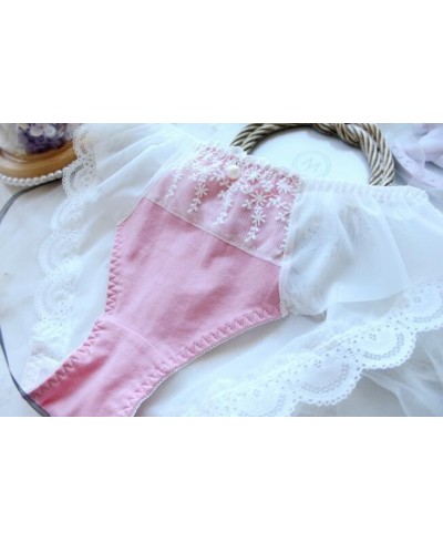 100% Real Photo M L XL Plus Big Size 3L Lovely Cute kawaii Lolita Princess Embroidery Lace Panties Underwear brief Thong WP49...