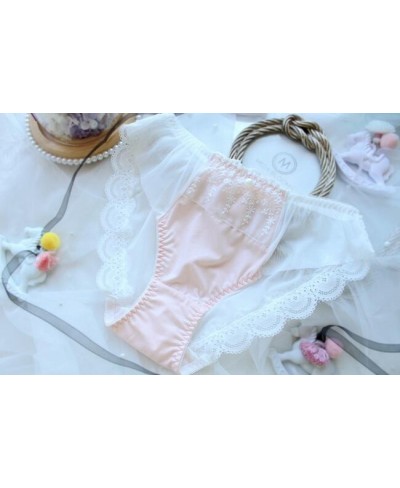 100% Real Photo M L XL Plus Big Size 3L Lovely Cute kawaii Lolita Princess Embroidery Lace Panties Underwear brief Thong WP49...