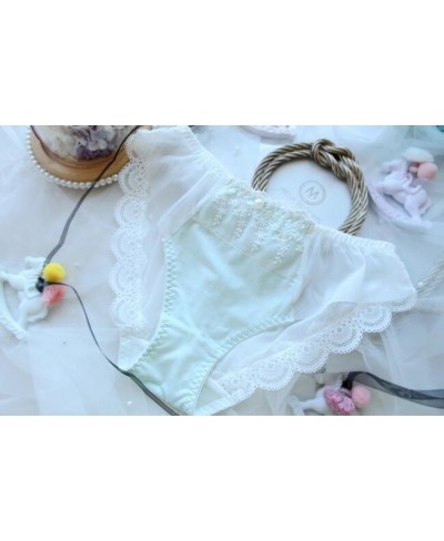 100% Real Photo M L XL Plus Big Size 3L Lovely Cute kawaii Lolita Princess Embroidery Lace Panties Underwear brief Thong WP49...