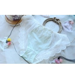 100% Real Photo M L XL Plus Big Size 3L Lovely Cute kawaii Lolita Princess Embroidery Lace Panties Underwear brief Thong WP49...