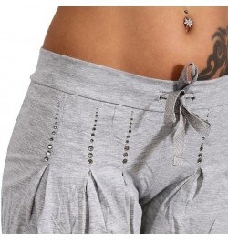 Sports Women Pants Casual Low Rise Drawstring Rhinestone Pleated Sports Capri Pants Short Casual Skinny Pants for Women $29.8...