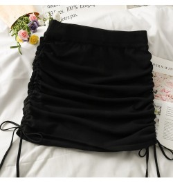 Women's Knitted Korean High Waist Slim Skirt Female Elastic Waist Drawstring Pencil Mini Skirts $22.30 - Skirts