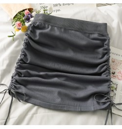 Women's Knitted Korean High Waist Slim Skirt Female Elastic Waist Drawstring Pencil Mini Skirts $22.30 - Skirts