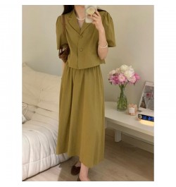 Spring Autumn Fashion Retro Suit Women's Khaki Short Suit Jacket+skirt Two-piece Suit Skirt Office Wear Women Harajuku $82.50...