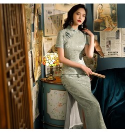 2022 Autumn New Style Wide-Brimmed Eight-button Female Retro Stand-up Collar Long Daily Improved Girl Cheongsam Dress For Wom...