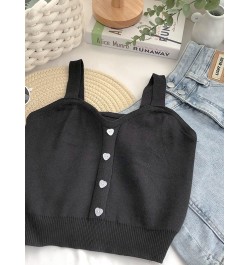 Women Button Up Crop Tops Cute Knitted Soft Beach Outwear Tank Tops For Women 2022 Summer Plain $15.56 - Tops & Tees