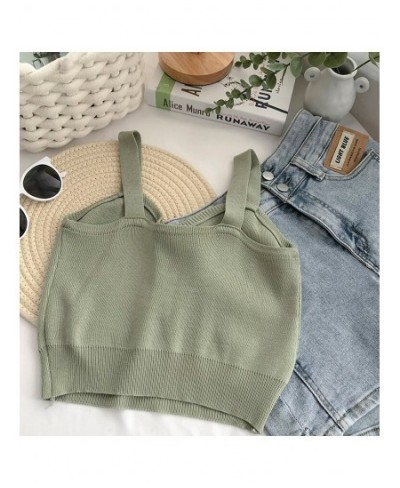 Women Button Up Crop Tops Cute Knitted Soft Beach Outwear Tank Tops For Women 2022 Summer Plain $15.56 - Tops & Tees