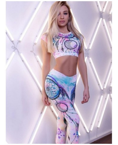 Women's Suit Sports Skinny Rainbow Print Short Tank Top Pencil Pants Suit 2023 Fall Fashion Jogging Fitness Leggings 2-Piece ...