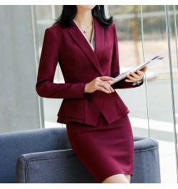 2022 Formal Office Two-Piece Formal Long Sleeve Polyester Pant Ladies Business Coat Skirt Set Women's Suits S-4XL $86.04 - Su...