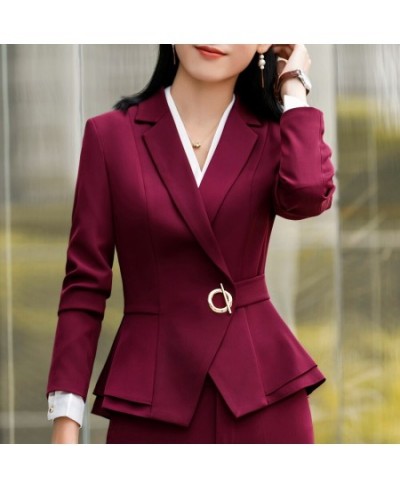 2022 Formal Office Two-Piece Formal Long Sleeve Polyester Pant Ladies Business Coat Skirt Set Women's Suits S-4XL $86.04 - Su...