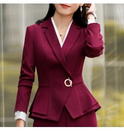 2022 Formal Office Two-Piece Formal Long Sleeve Polyester Pant Ladies Business Coat Skirt Set Women's Suits S-4XL $86.04 - Su...