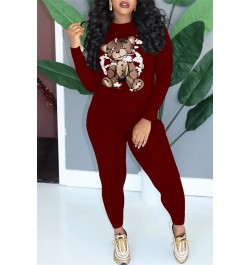 European and American women's clothing set autumn and winter new fashion sports and leisure printing two-piece set with pocke...