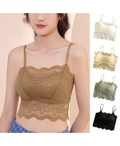 Bralette Top Camisole Padded Crop Top Sexy Lingerie Lace Tank Camisoles for Women Fashion Black White Strap Camis Sleep Tops ...