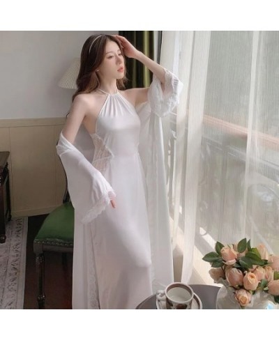 Women Pajamas Ice Silk Material Sleepwear Dresses Y2k Loungewear Top Women'S Home Clothes Sexy Nightwear Loose And Comfortabl...