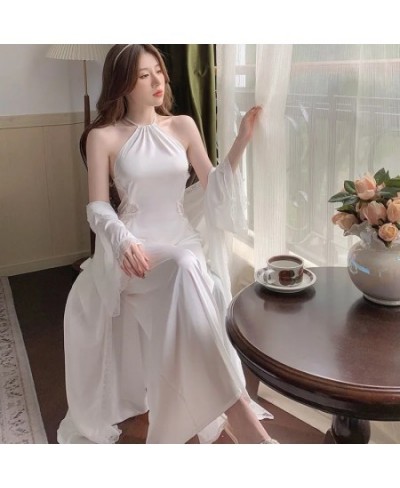 Women Pajamas Ice Silk Material Sleepwear Dresses Y2k Loungewear Top Women'S Home Clothes Sexy Nightwear Loose And Comfortabl...