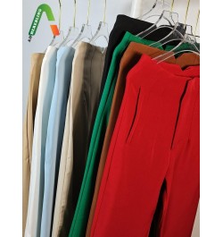 Women Fashion Ladies Wear Pants Casual Vintage High Waist Femme Ankle Trouser Red Green Pant Y2k Clothing Mujer $40.71 - Bottoms