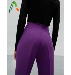 Women Fashion Ladies Wear Pants Casual Vintage High Waist Femme Ankle Trouser Red Green Pant Y2k Clothing Mujer $40.71 - Bottoms