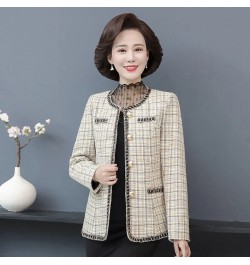 Spring Autumn Vintage Small Fragrance Tweed Jacket Coat Women's Casual Wild Short Coat Mother Plaid Blazer Suit Outwear 5XL $...