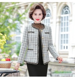 Spring Autumn Vintage Small Fragrance Tweed Jacket Coat Women's Casual Wild Short Coat Mother Plaid Blazer Suit Outwear 5XL $...