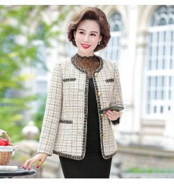 Spring Autumn Vintage Small Fragrance Tweed Jacket Coat Women's Casual Wild Short Coat Mother Plaid Blazer Suit Outwear 5XL $...