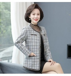 Spring Autumn Vintage Small Fragrance Tweed Jacket Coat Women's Casual Wild Short Coat Mother Plaid Blazer Suit Outwear 5XL $...