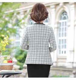 Spring Autumn Vintage Small Fragrance Tweed Jacket Coat Women's Casual Wild Short Coat Mother Plaid Blazer Suit Outwear 5XL $...