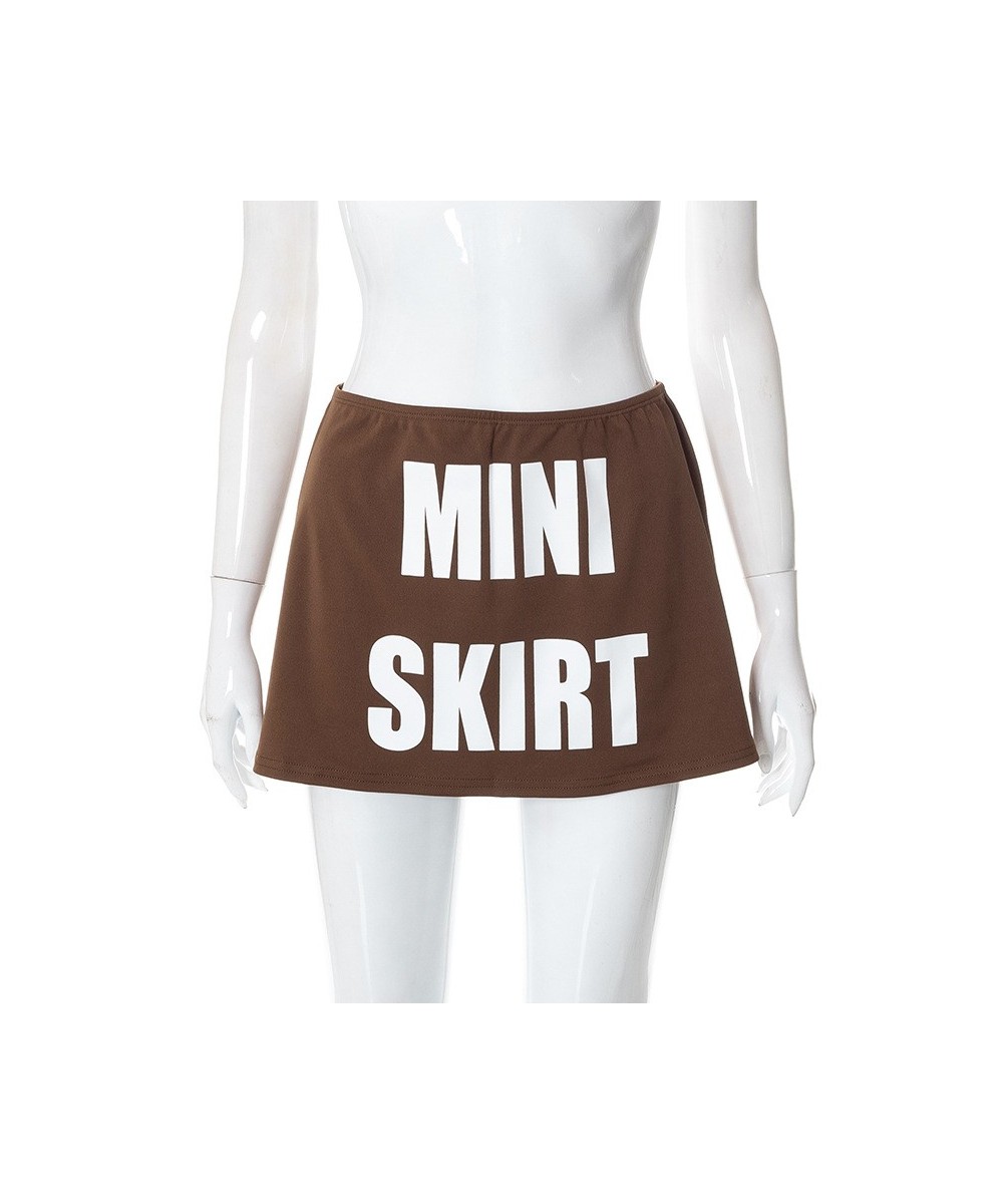 Women Sexy Mini Skirts Solid Color Low Waist A Line Skirts Letter Printed Bodycon Skirt 90s Summer Clothes $31.20 - Skirts