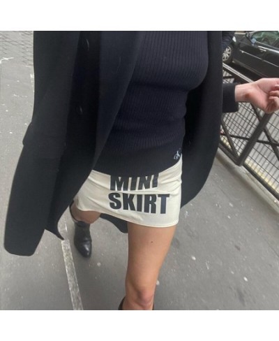 Women Sexy Mini Skirts Solid Color Low Waist A Line Skirts Letter Printed Bodycon Skirt 90s Summer Clothes $31.20 - Skirts