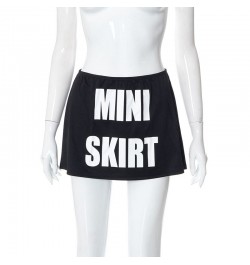 Women Sexy Mini Skirts Solid Color Low Waist A Line Skirts Letter Printed Bodycon Skirt 90s Summer Clothes $31.20 - Skirts