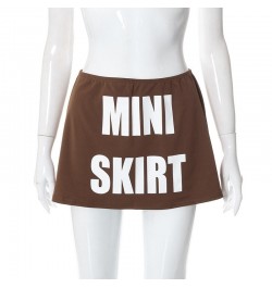 Women Sexy Mini Skirts Solid Color Low Waist A Line Skirts Letter Printed Bodycon Skirt 90s Summer Clothes $31.20 - Skirts