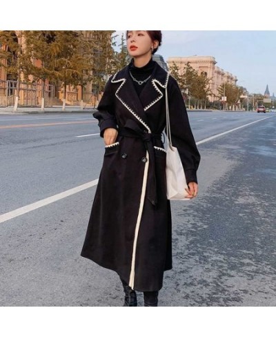 2022 New Autumn And Winter Big Fat Size Women's Long Foreign Style Stitching Over The Knee Thickened Loose And Thin Woolen Co...