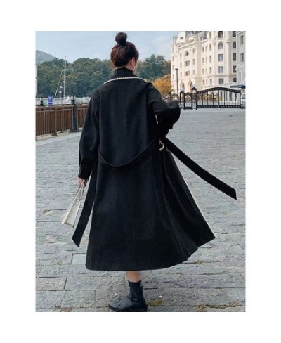 2022 New Autumn And Winter Big Fat Size Women's Long Foreign Style Stitching Over The Knee Thickened Loose And Thin Woolen Co...