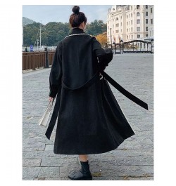 2022 New Autumn And Winter Big Fat Size Women's Long Foreign Style Stitching Over The Knee Thickened Loose And Thin Woolen Co...