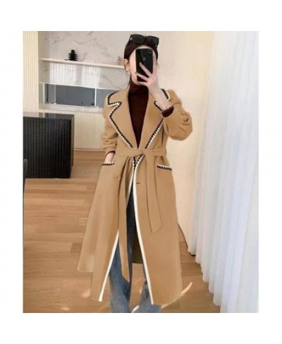 2022 New Autumn And Winter Big Fat Size Women's Long Foreign Style Stitching Over The Knee Thickened Loose And Thin Woolen Co...