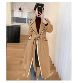 2022 New Autumn And Winter Big Fat Size Women's Long Foreign Style Stitching Over The Knee Thickened Loose And Thin Woolen Co...