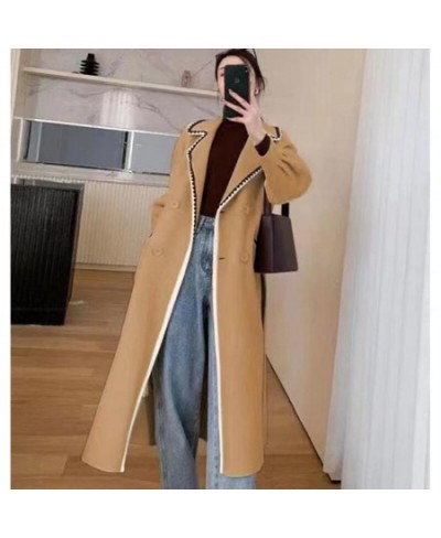 2022 New Autumn And Winter Big Fat Size Women's Long Foreign Style Stitching Over The Knee Thickened Loose And Thin Woolen Co...