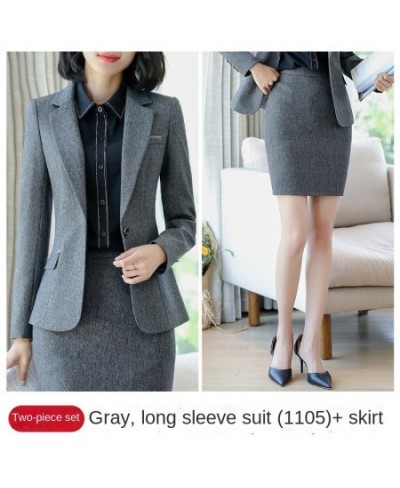 2022 Autumn Winter Formal Ladies Grey Blazer Women Business Suits with Sets Work Wear Office Uniform 5XL Size Pants Jacket $9...