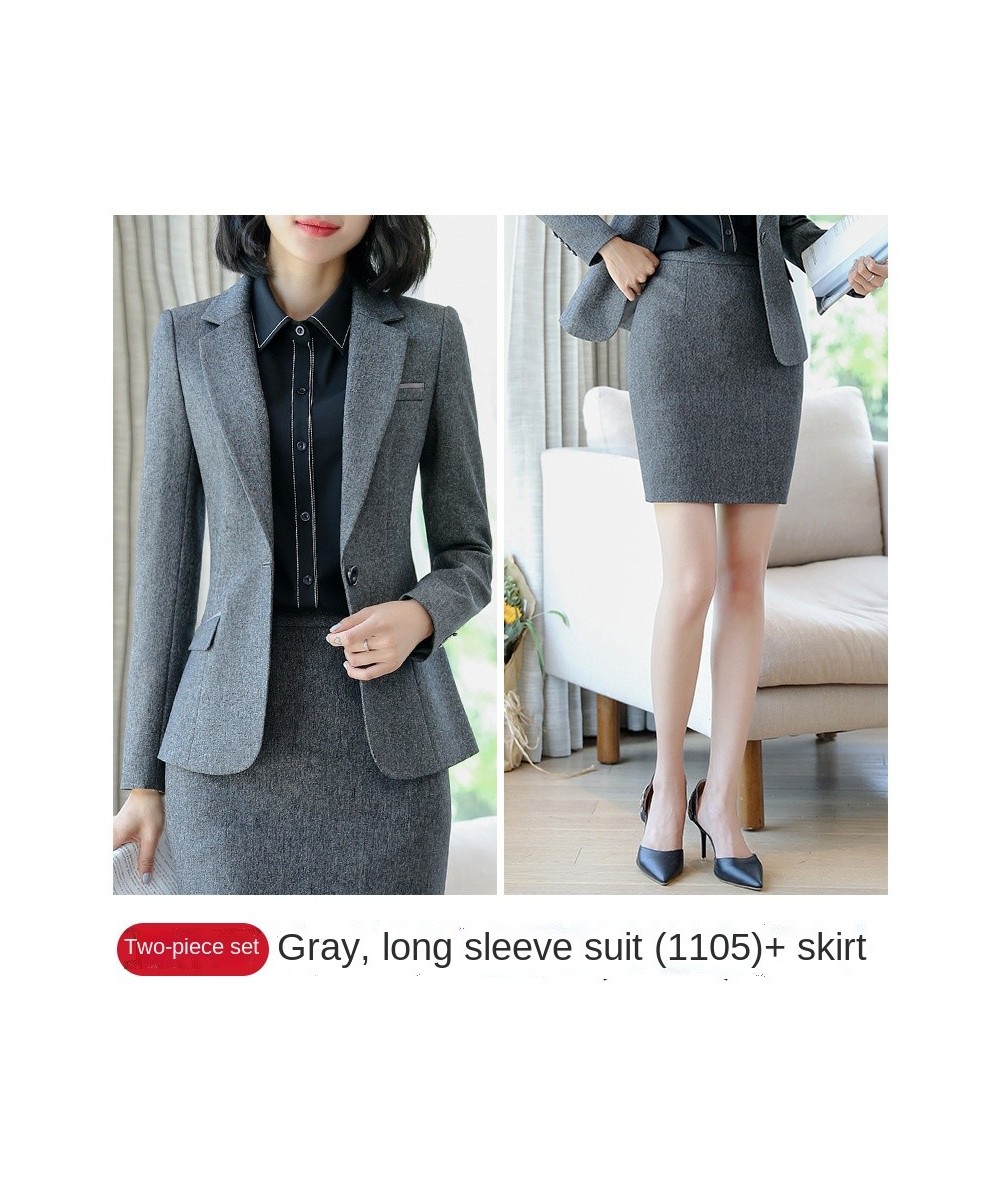 2022 Autumn Winter Formal Ladies Grey Blazer Women Business Suits with Sets Work Wear Office Uniform 5XL Size Pants Jacket $9...