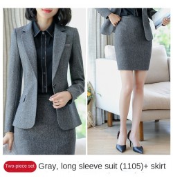 2022 Autumn Winter Formal Ladies Grey Blazer Women Business Suits with Sets Work Wear Office Uniform 5XL Size Pants Jacket $9...